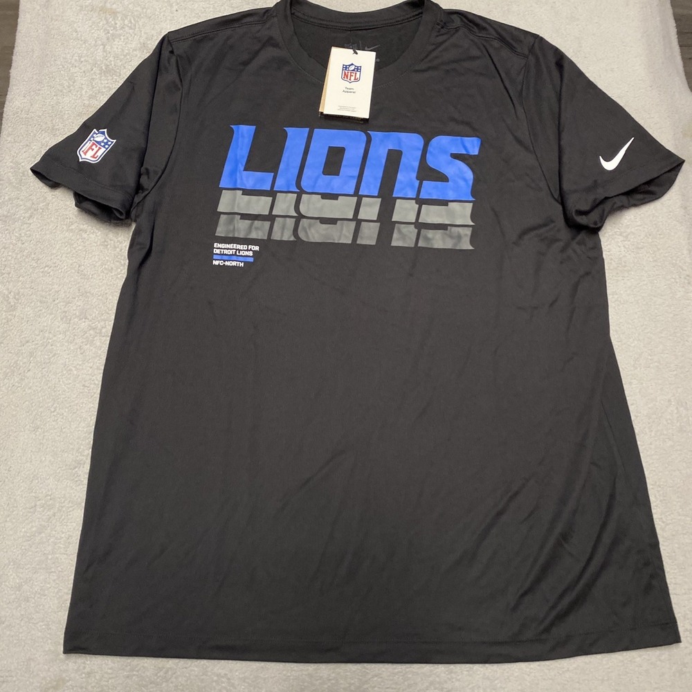 Nike Detroit Lions Team Issued T Shirt Mens XL Black NFL Team Apparel‎ NEW